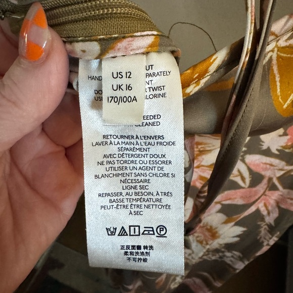 FREE PEOPLE ELLA Flora Print Maxi Dress 12 large cowl neck slip dress - Picture 6 of 10